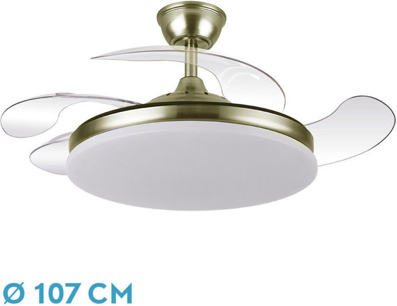 Fabrilamp - DC-Deckenventilator 'Trident', dimmbar mit Fernbedienung (59W 3CCT 6980lm), Lederfarbe