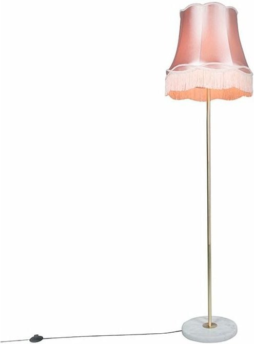 Retro Stehleuchte Messing mit Lampenschirm Granny pink 45 cm - Kaso