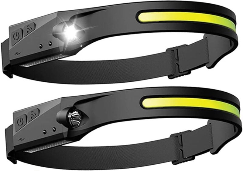 2er-Pack LED-Stirnlampen mit eingebautem Akku, per usb wiederaufladbare Taschenlampe, 5 Beleuchtungsmodi, wetterfest, Be...