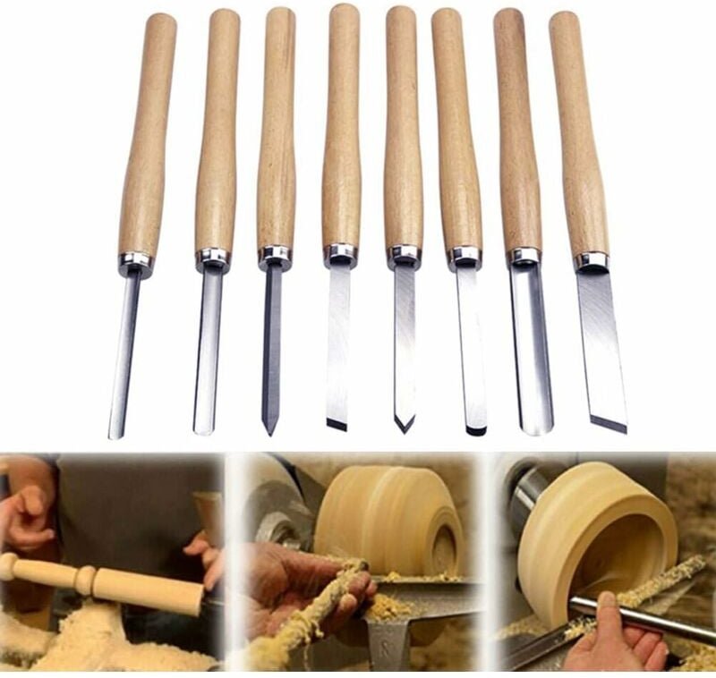 Thumbnail - 8-teiliges Drehwerkzeug-Set, professionelles Meißel-Set, rostfreies Holzdrehmeißel-Set für Holzschnitzprofis oder Enthus...