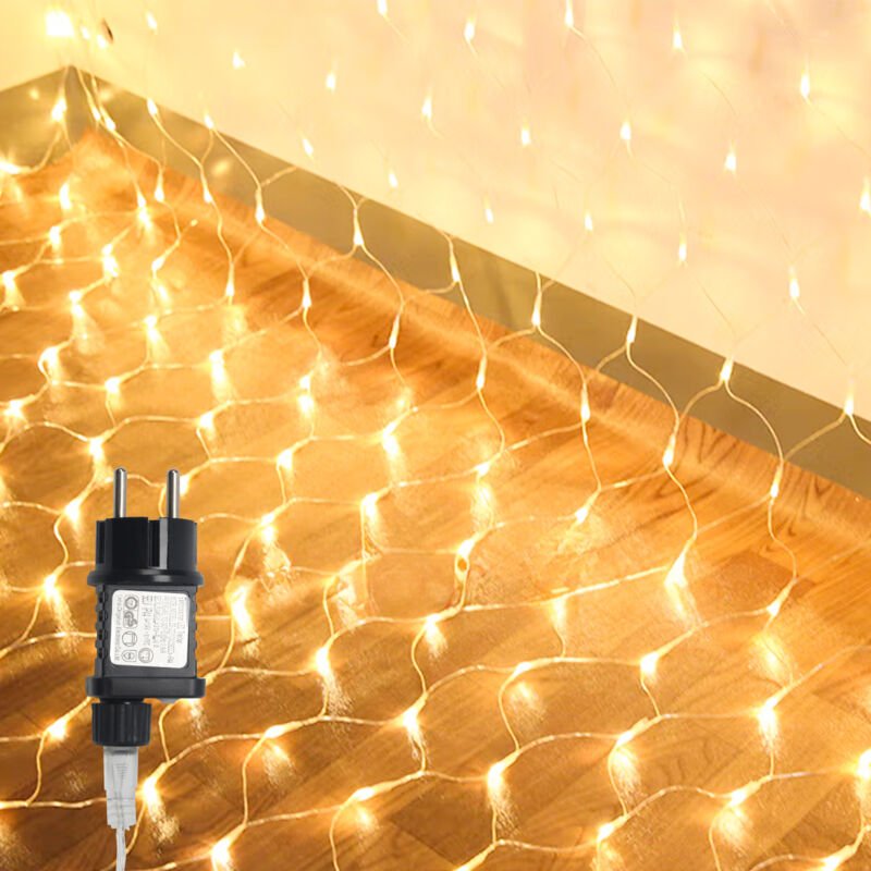 Randaco LED Lichternetz Lichterkette Weihnachtsbeleuchtung Lichtervorhang Innen Außen Deko 8 Modi IP44 3x2M Warmweiß