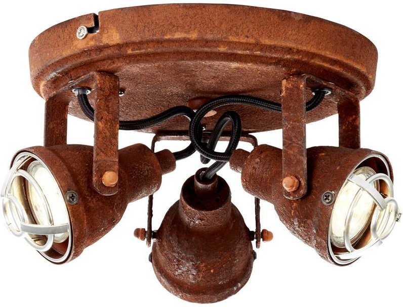 Lampe Bente Spotrondell 3flg rostfarbend 3x PAR51, GU10, 4W, geeignet für Reflektorlampen (nicht enthalten) Köpfe schwen...