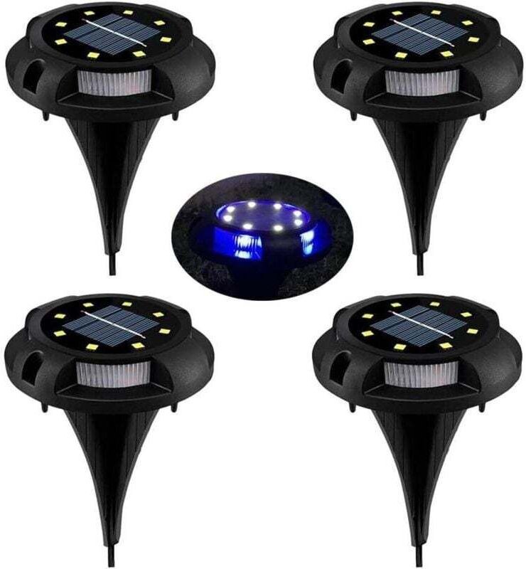 Solarbetriebene LED-Gartenleuchten, 8 LEDs, 4er-Set IP65 wasserdichte Solar-Gartenstrahler, dekorative Rasenleuchten für...