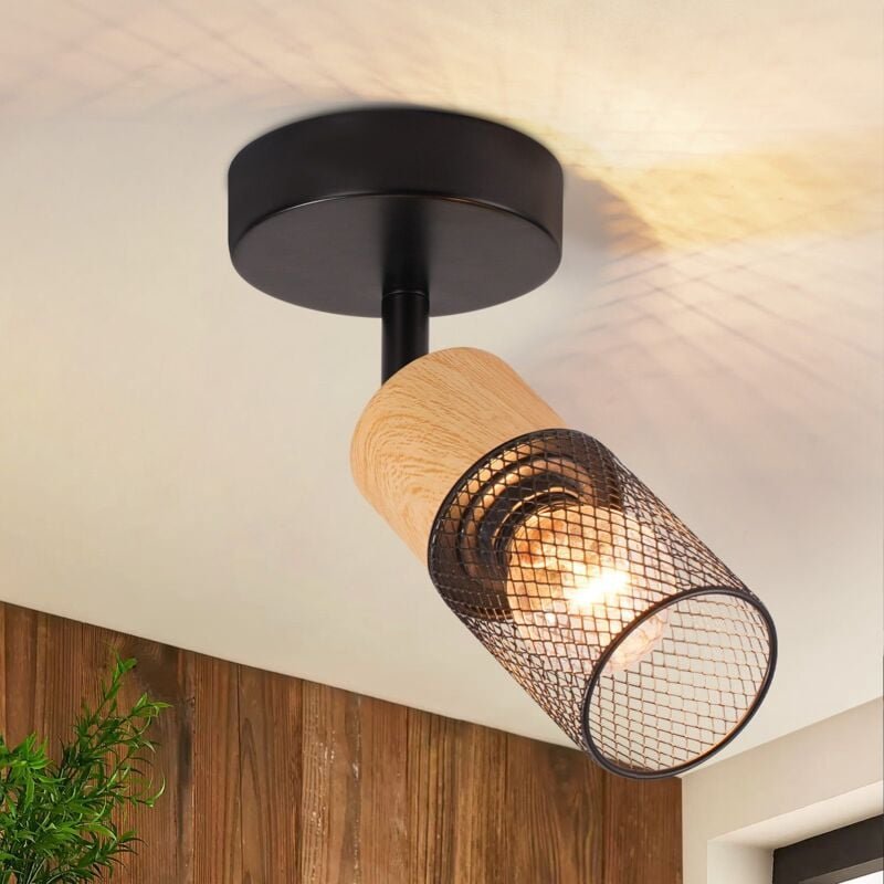 Thumbnail - GBLY LED Deckenleuchte Holz Deckenstrahler: E14 Deckenlampe Spots 1 Flammig 350°Schwenkbar Deckenspots Vintage Küchenlam...