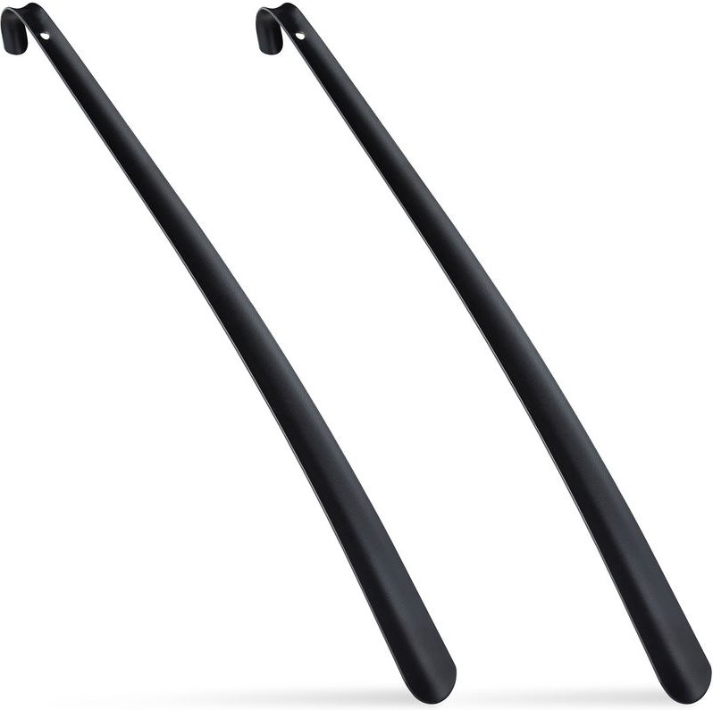 Schuhlöffel Metall, 2er Set, stabil, Schuhanzieher 58 cm lang, zum Aufhängen, Anziehhilfe für Schuhe, schwarz - Relaxday...