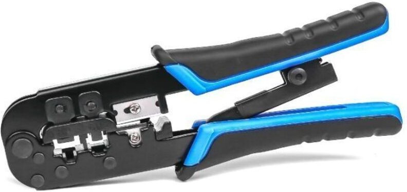 Crimpzange, Abisolierzange und Kabelschneider – RJ11, RJ12, RJ45 6P6C/4C, 8P8C, für Netzwerk- und Telefonkabel, manuelle...