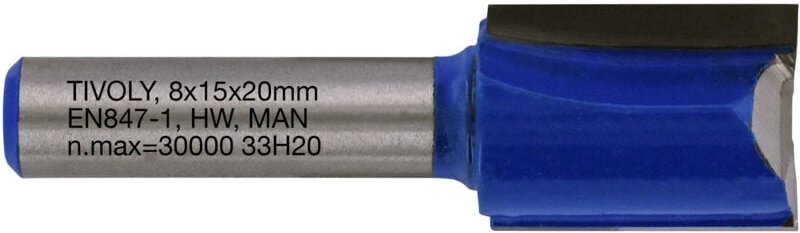 Gerader Nutfräser • Ø15 mm • 2 Hartmetallklingen • Ø8-mm-Schaft • Für die Holzbearbeitung - Tivoly