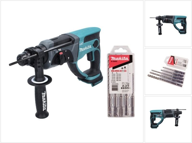 Dhr 202 z Akku Kombihammer 18 v 2,0 j sds Plus + 5 tlg. Bohrer Set - ohne Akku, ohne Ladegerät - Makita