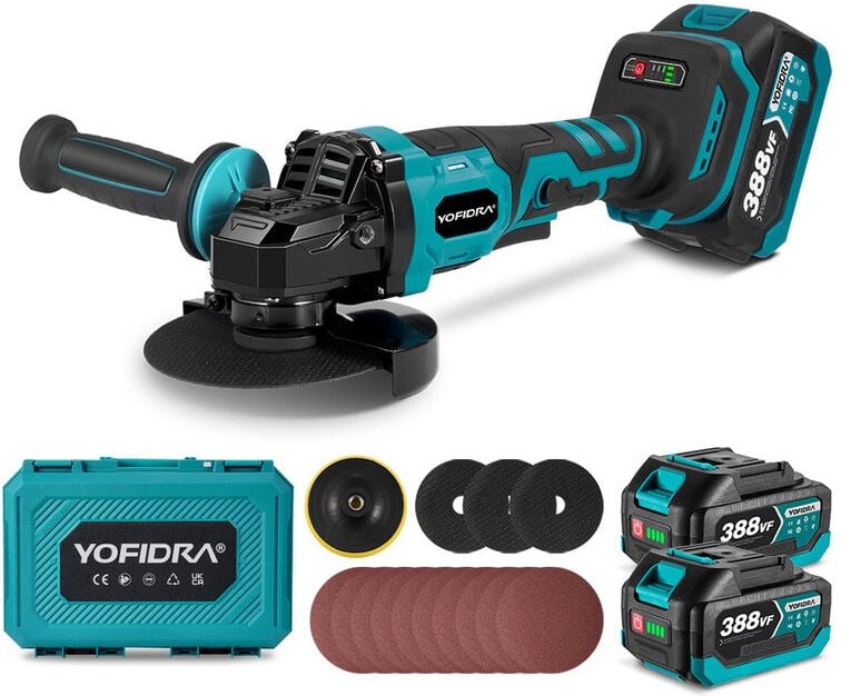 Onevan - Winkelschleifer BürstenlosenAkku-Winkelschleifer 125mm mit 2 Batterie+Werkzeugkästen