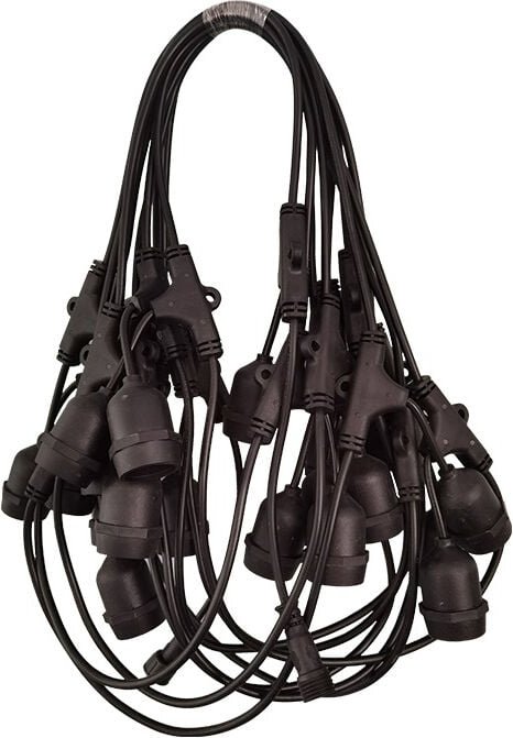 Schwarze Outdoor-Lichterkette mit 20 E27-Fassungen, Rundkabel, Lichterkettenverlängerung, Lichterketten-Verbindungskabel...