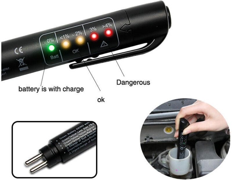BR-Life Kfz-Bremsflüssigkeitstester, Bremsflüssigkeits-Ölerkennungsstift, Testdetektor, DOT3, DOT4, DOT5.1, Auto-Werkzeu...