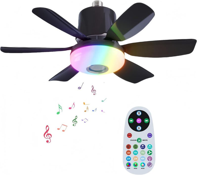 Deckenventilator mit Licht, dimmbarer LED-Farbwechsel, RGB-Deckenventilatoren mit integrierter Lampe, Ø47CM Kronleuchter...