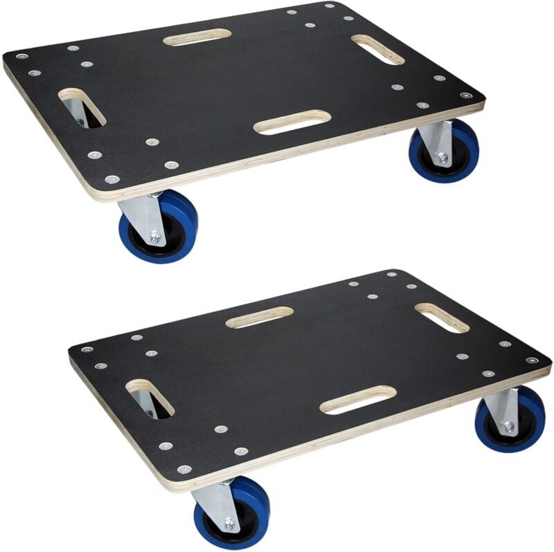 2er Set Transportroller 40x60 cm bis 800 kg Siebdruckplatte, PP-Räder, Transporthilfe für Umzug, Rollbrett Möbelroller M...