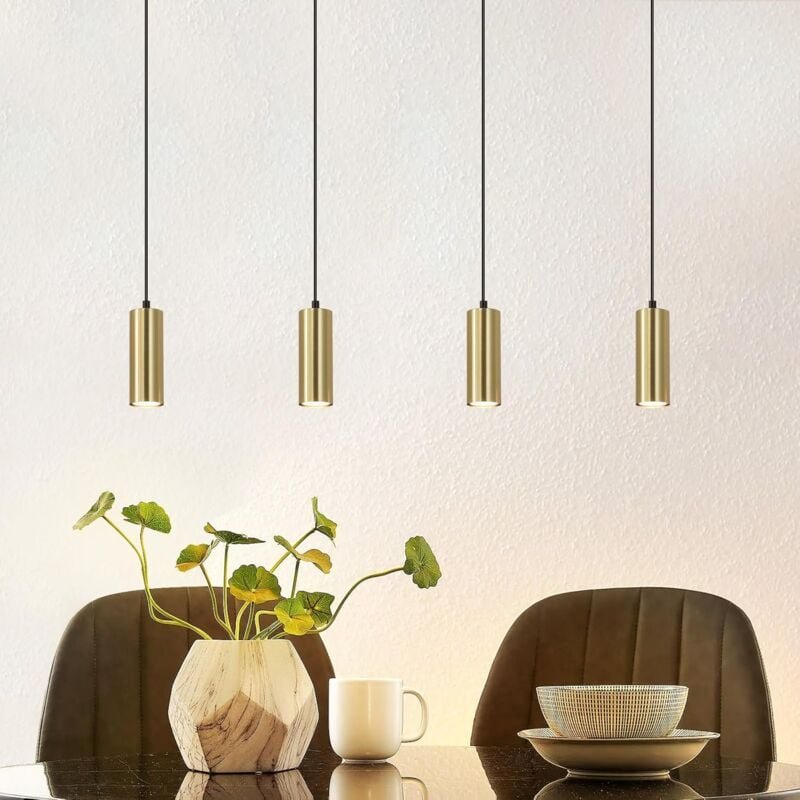 Gbly - Pendelleuchte Esstisch Hängeleuchte 4 Flammig - Modern Industrial Hängelampe Gu10 Gold Schwarz Metall Esstischleu...