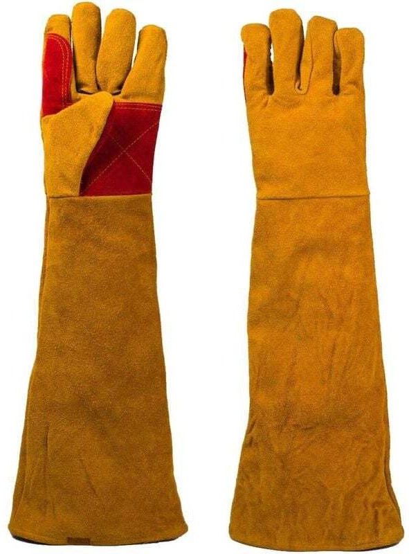 Paar Schweißerhandschuhe, isolierend, verschleißfest, schützend, Arbeitshandschuhe aus Rindsleder für flammhemmendes Sch...