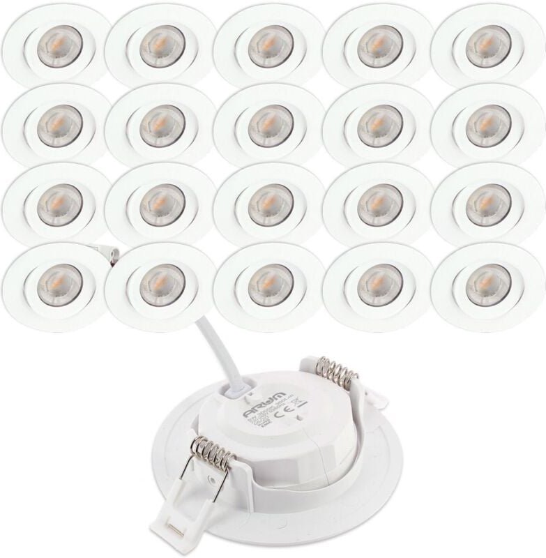 Arum Lighting - 20 LED-Einbauleuchten asturia Einstellbar 7W Äq. 75W Farbtemperatur: Warmweiß 3000K