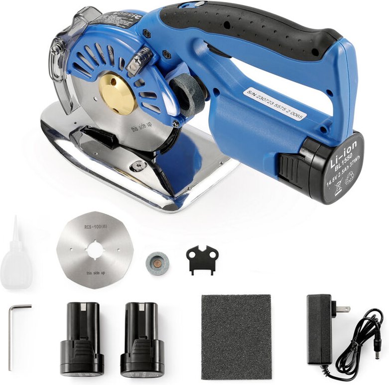 Mophorn - 5-Gang-Akku-Stoffschneider, Rotationsschneidemaschine mit 2,8 cm Dicke, achteckige Klinge mit Ersatzklinge und...