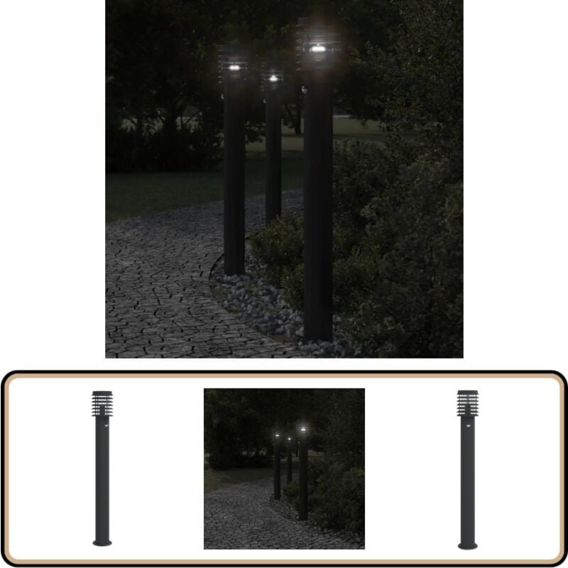 Vidaxl - Wegeleuchte mit Bewegungsmelder Schwarz 110 cm Edelstahl - Outdoor-Beleuchtung - Gartenlampe - LED-Lampe - Bewe...