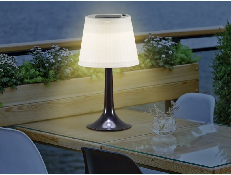 Konstsmide - led Solar Outdoor Tischleuchte assisi aus Kunststoff Schwarz, Höhe 36cm