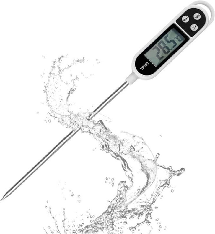 Küchenthermometer mit LCD-Display, digitales Thermometer mit langer Sonde, hohe Präzision, sofort ablesbares Kochthermom...
