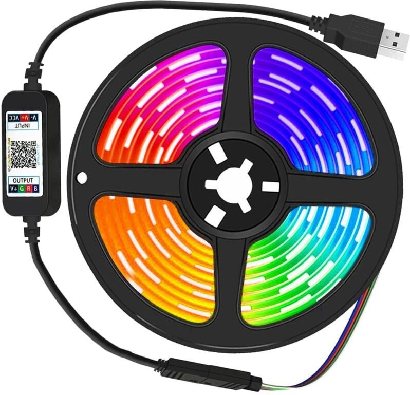 5050 RGB-LED-Lichtleiste, 2 m, Musiksynchronisierung, Bluetooth-App, 16 Millionen Farben, einstellbare Helligkeit, IP65,...
