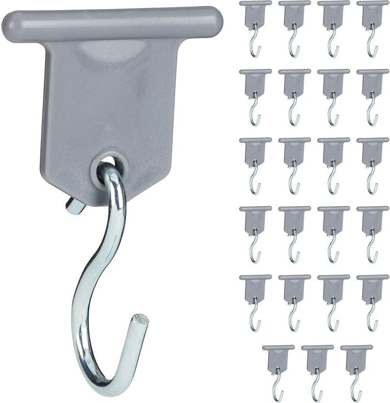 Relaxdays - Keder Haken, 24er Set, Kederschiene Zubehör, für Wohnwagen, Wohnmobil, Markise, Kederleistenhaken, grau/silb...