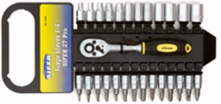 Mibricotienda - Ratschenschlüssel-Satz mit Stecknuss und Spitze, 27-teilig, sifer 1/440-1056