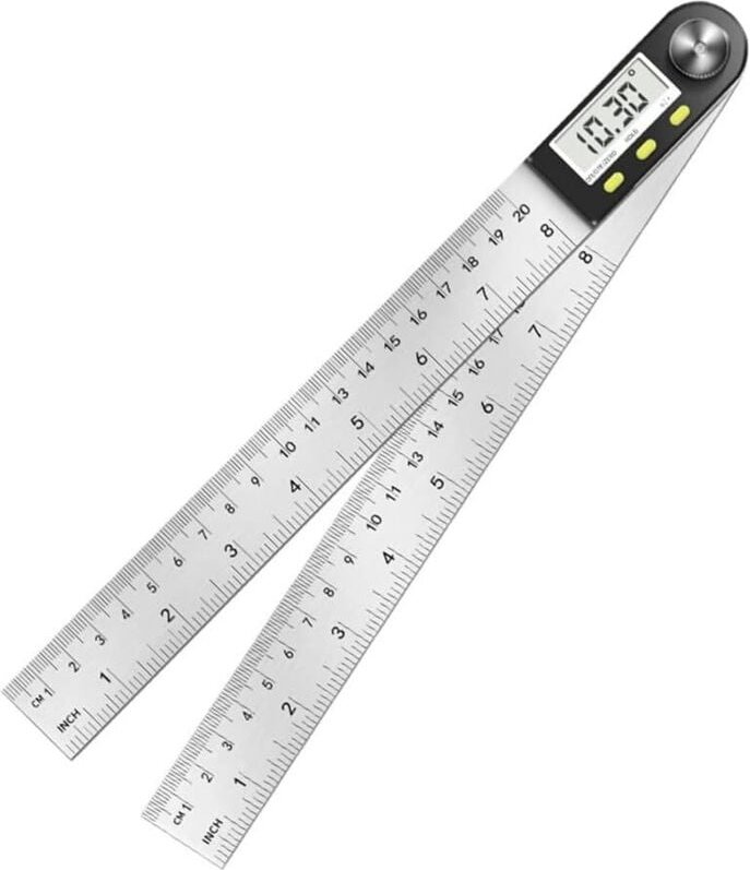 Digitales Winkellineal, Winkelmesser, 0°-360° Winkelmessung, Edelstahl-Winkelmaß mit LCD-Display, Edelstahl-Lineal für H...