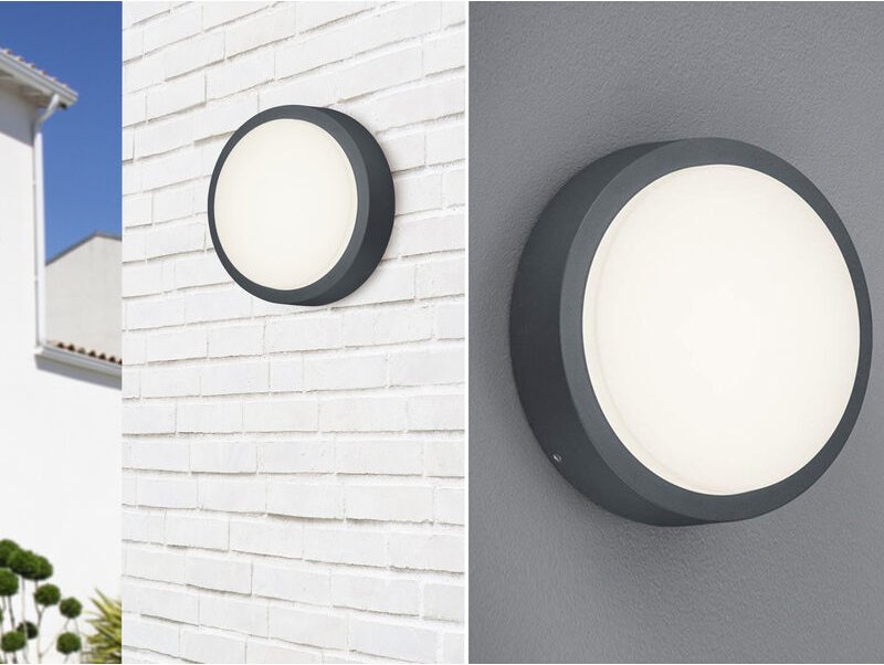 Thumbnail - Trio - Runde led Außenwandleuchte breg in anthrazit aus wetterfestem Aluminium ø 20cm