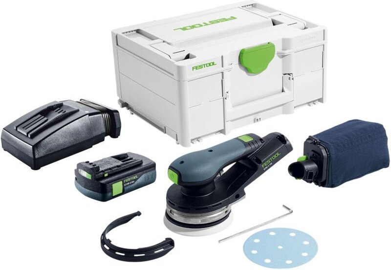 Etsc 2 125-Basic Akku Exzenterschleifer 18 v 125 mm Brushless + 1x Akku 3,0 Ah + Ladegerät + Systainer - Festool