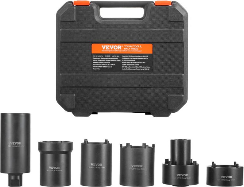 Spindelmutter-Steckschlüsselsatz 12,7 mm Antrieb, 6-teiliger Achsnabenmutter-Steckschlüsselsatz mit Aufbewahrungskoffer,