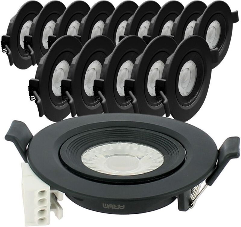 Thumbnail - Arum Lighting - 15 schwarze LED-Einbaustrahler asturia, verstellbar, 7 w, Äq. 75W Farbtemperatur: Warmweiß 3000K