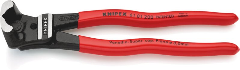KNIPEX 61 01 200 Bolzen-Vornschneider hochübersetzt mit Kunststoff überzogen schwarz atramentiert 200 mm