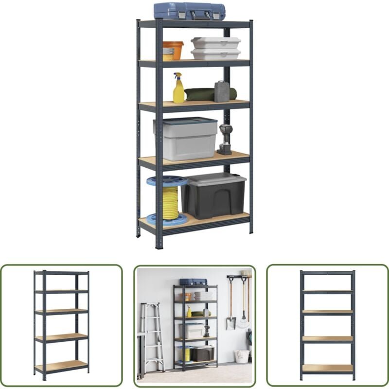 The Living Store - vidaXL Lagerregal mit 5 Böden Anthrazit Stahl & Holzwerkstoff