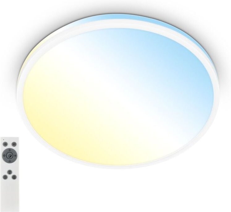 Briloner - Pulup led Deckenlampe, Dimmbar, Fernbedienung, Timer, Nachtlichtfunktion, Weiß, Ø33 x 6 cm