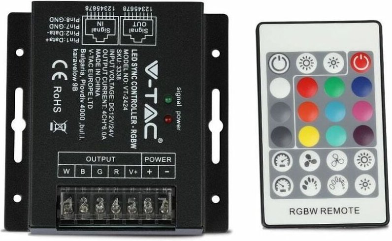 V-tac - Led controller sync rgb 12v-288w- 24v 576w mit fernbedienung vt-2424 3338