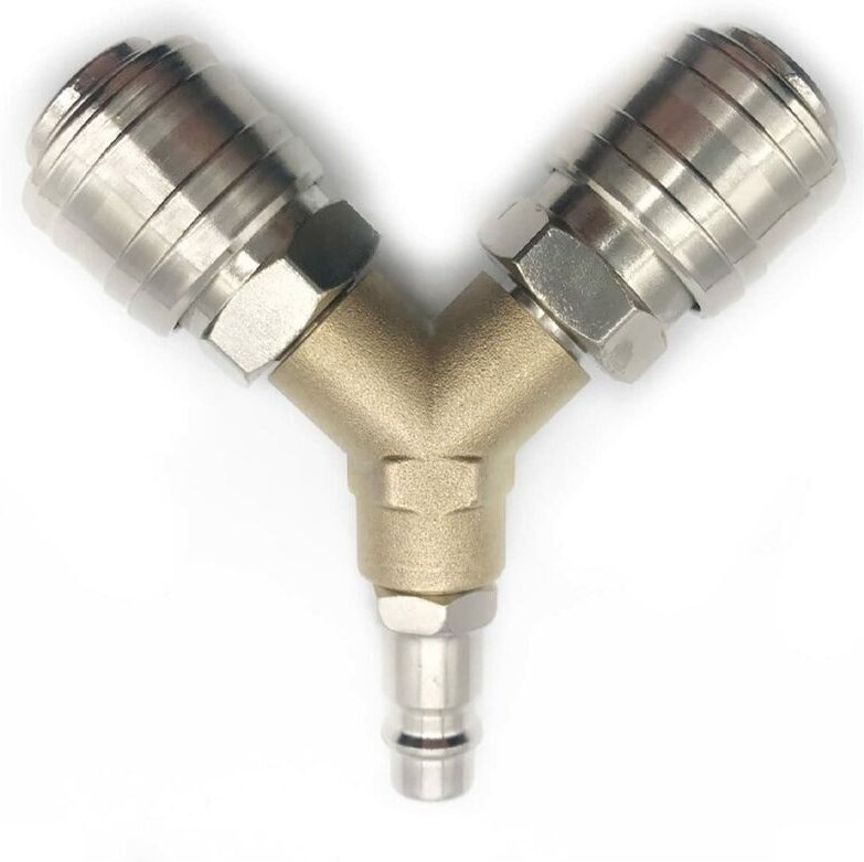 Druckluftverteiler Druckluftweiche 2-fach , nw 7.2 1/4 ag Luftschlauch Schnellkuppler Verteiler, Druckluftweiche mit Auß...