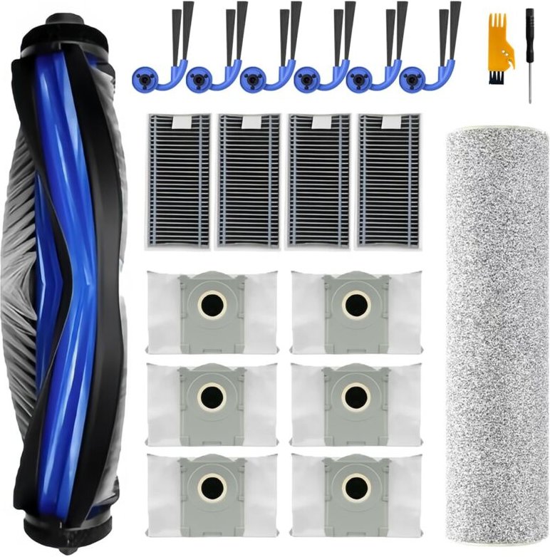 22-teiliges Zubehörset für Ecovacs Deebot X9 Pro Omni – Ersatzteile: 1 Hauptbürste, 1 Reinigungsbürste, 4 Filter, 6 Stau...