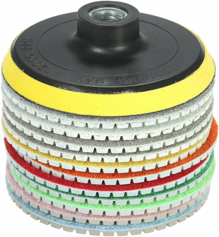 Diamantscheibe für Schleifmaschine, 11 Stück, 4 Zoll, Diamant-Nasspolierpads, Schleifscheibe + 1 Stützteller für Granit,...