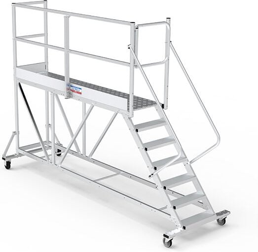 Thumbnail - Mobile Plattform mit Geländer links und hinten + Sicherheitstür - Maximale Arbeitshöhe 2.80m - PTF2504G-RSP