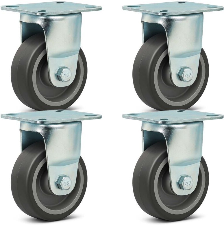 Bockrollen Set 4x Transportrolle Ø75mm mit Kunststoffrad und Anbauplatte bis 75kg leiser Lauf Dämpfung Apparaterolle Möb...