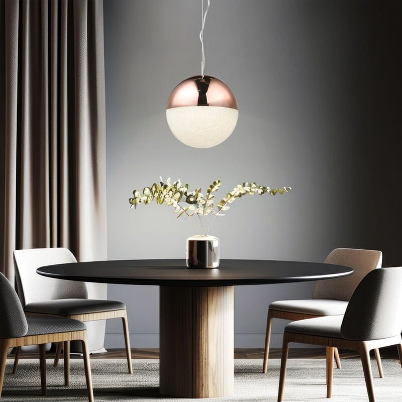 Thumbnail - Pendelleuchte Esstischlampe led Hängeleuchte Wohnzimmerleuchte, Kugel mit Kristallen, kupferfarben, 16W 1410lm neutralwe...