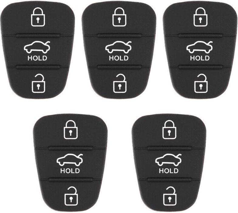 5 Stück Ersatz-Fernschlüsselgehäuse aus Gummi mit 3 Tasten, passend für Hyundai, passend für Kia (mit Buchstaben). - Ej....