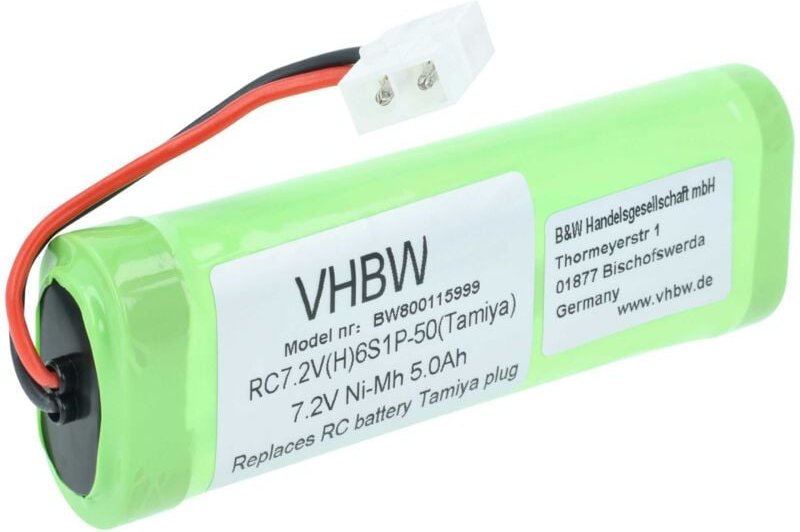 Vhbw - Akku kompatibel mit Tamiya Stecker für Modellbau z.B. Racing Car, Helikopter, Flugzeug (5000mAh, 7,2V, NiMH)