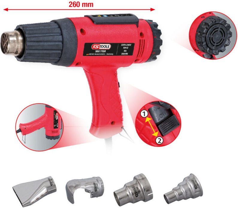 Ks Tools Heißluft-Gerät Satz inkl. 4 Aufsätze