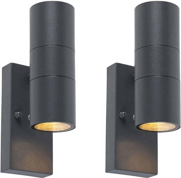 2er Set Außenwandleuchte Dunkelgrau 2-Licht Hell-Dunkel Sensor - Duo