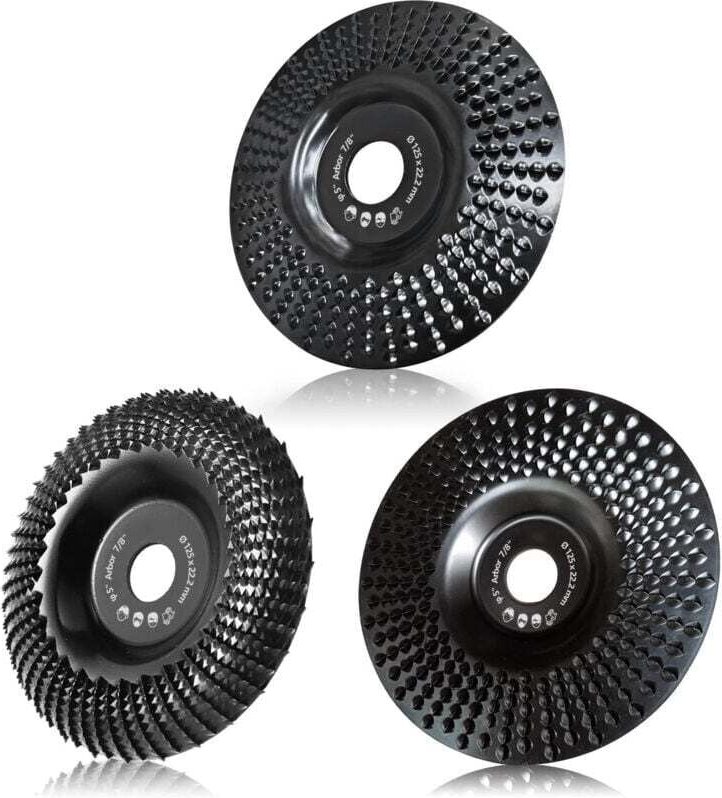 Gabrielle - Holzscheibenschleifer, 125 mm Holzschnitzscheibe, 3-teilige Schleifscheiben zum Formen, Schleifen und Schnei...