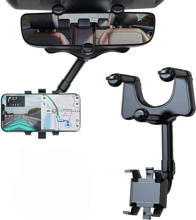 GABRIELLE Autotelefonhalterung für Rückspiegel, 360° drehbare und einziehbare Autotelefonhalterung für alle Smartphones