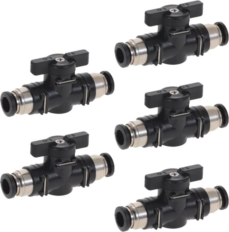 5 Stk Pneumatischer Kugelhahn, 10 mm Gerade Pneumatik Steckverbinder,Luftdurchfluss-Regelventil mit geradem Schnellansch...
