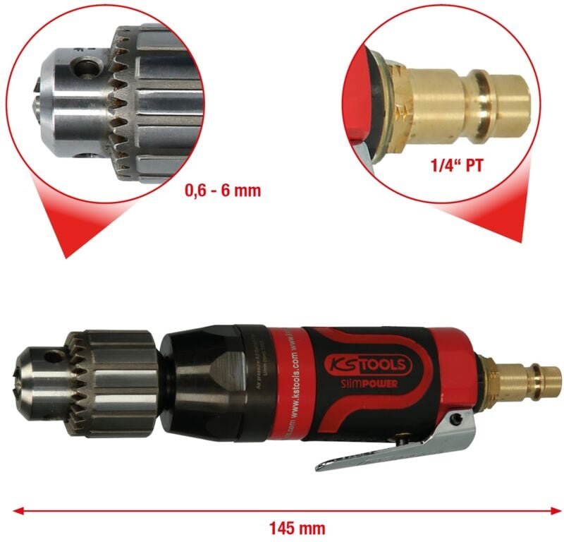 KS Tools 3/8 SlimPOWER Mini-Druckluft-Stabbohrmaschine, 7.000U/min